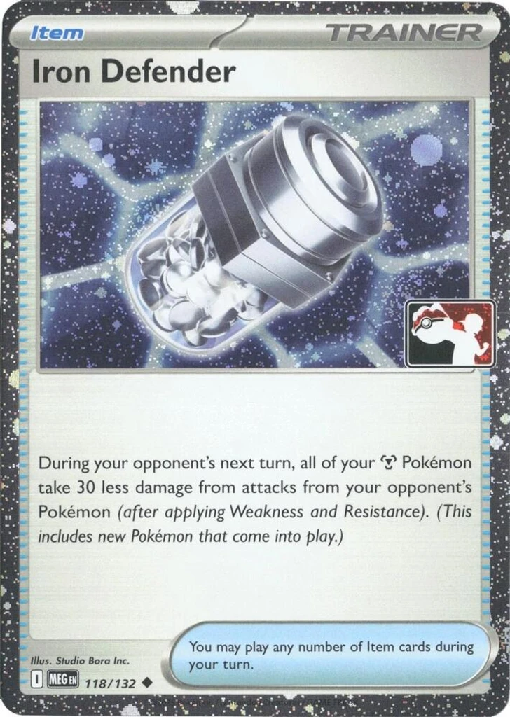 Iron Defender (Play Pokemon Stamp, Cosmos Holo)