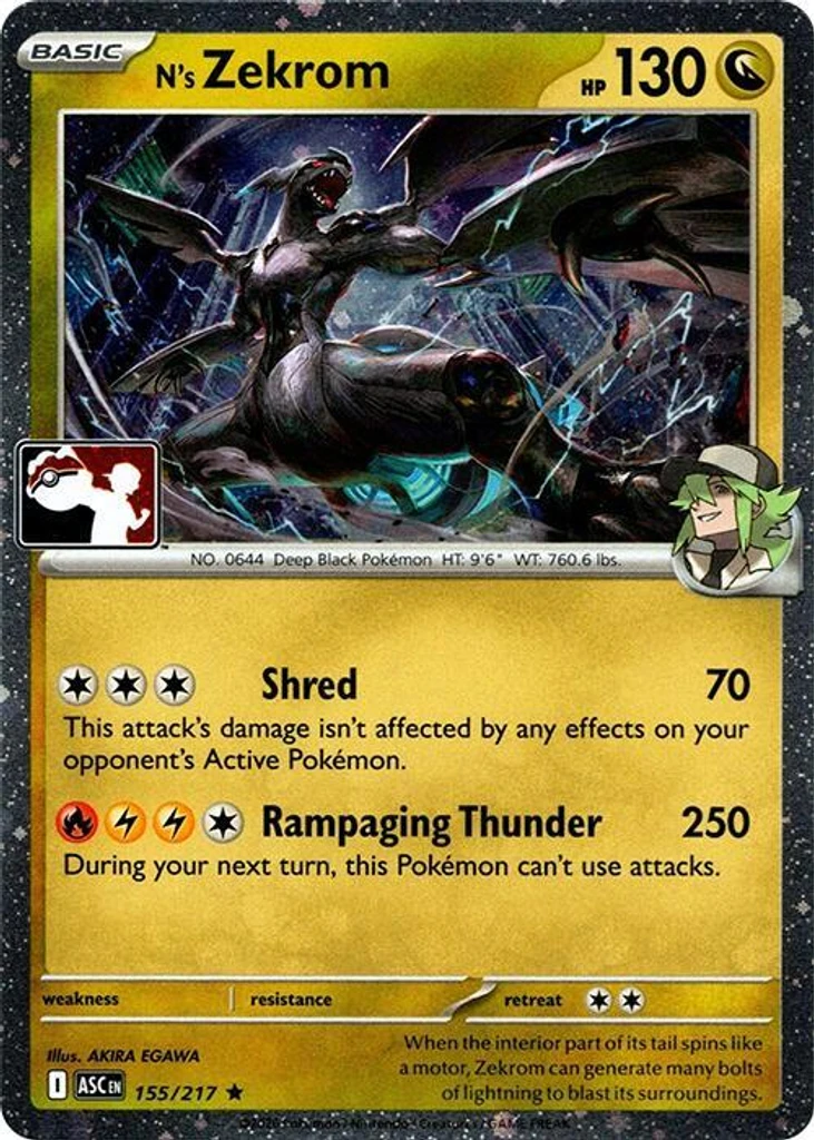 N's Zekrom (Play Pokemon Stamp, Cosmos Holo)