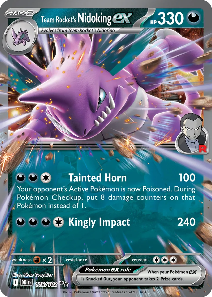Team Rocket's Nidoking ex (Play Pokemon Stamp)