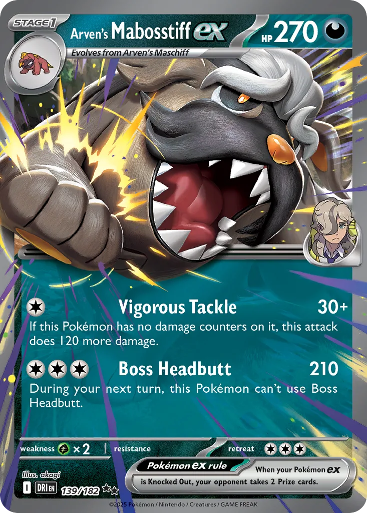 Arven's Mabosstiff ex (Play Pokemon Stamp)