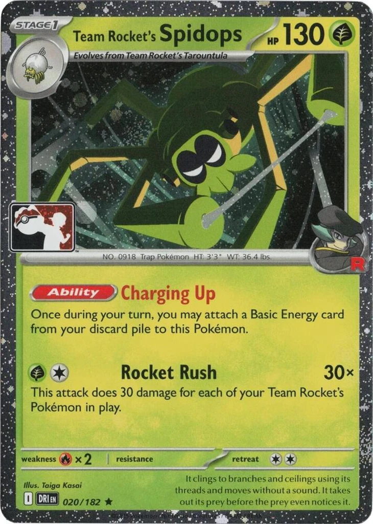 Team Rocket's Spidops (Play Pokemon Stamp, Cosmos Holo)