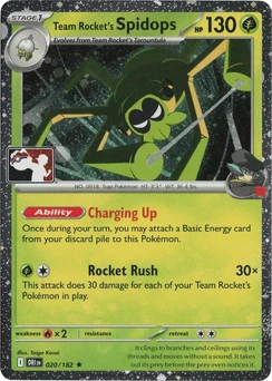 Team Rocket's Spidops (Play Pokemon Stamp, Cosmos Holo)