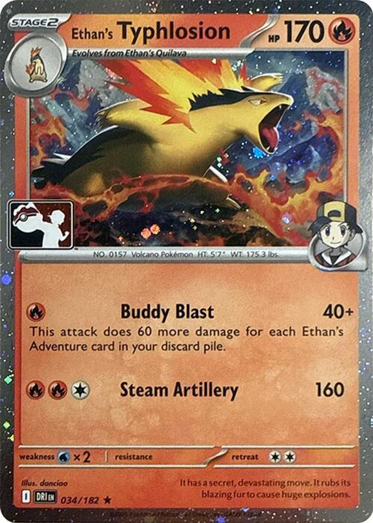 Ethan's Typhlosion (Play Pokemon Stamp, Cosmos Holo)