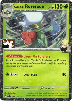Cynthia's Roserade (Play Pokemon Stamp, Cosmos Holo)