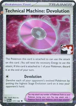Technical Machine: Devolution (Play Pokemon Stamp, Cosmos Holo)