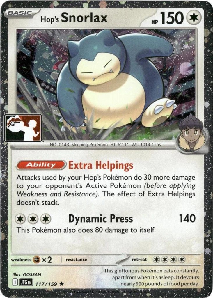 Hop's Snorlax (Play Pokemon Stamp, Cosmos Holo)