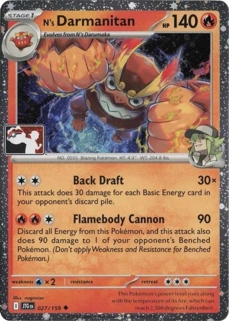 N's Darmanitan (Play Pokemon Stamp, Cosmos Holo)