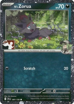 N's Zorua (Play Pokemon Stamp, Cosmos Holo)
