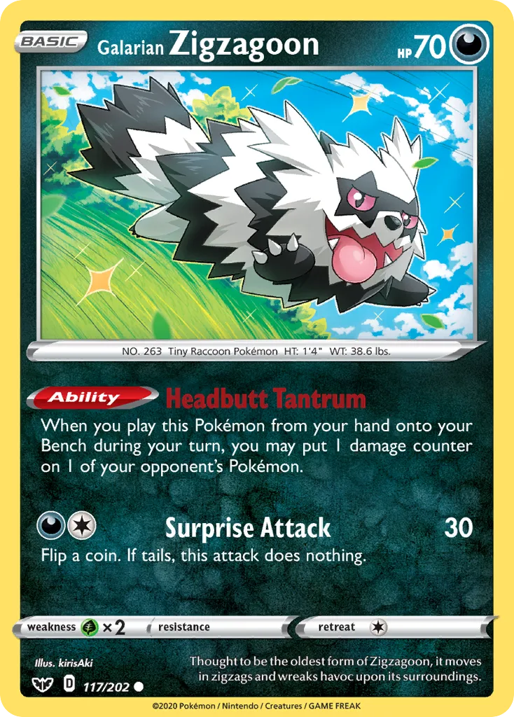 Galarian Zigzagoon (Play Pokemon Stamp)