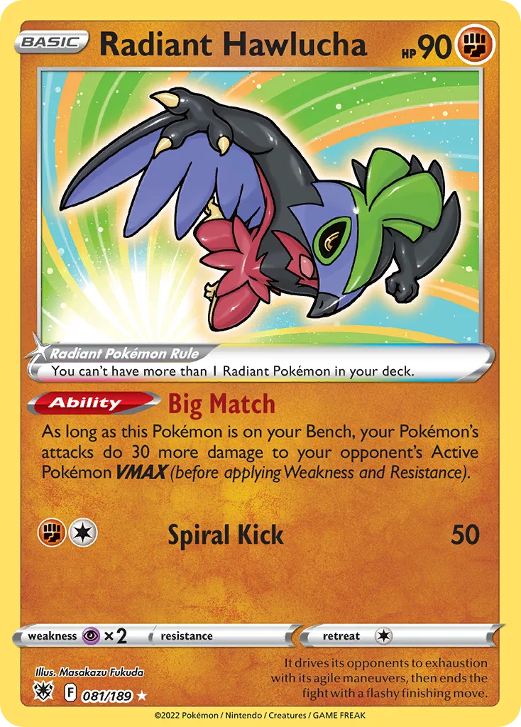 Radiant Hawlucha (Play Pokemon Stamp)